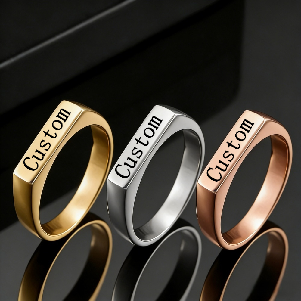 Wedding Zone - Customized Engrave Name Photo Ring Stainless