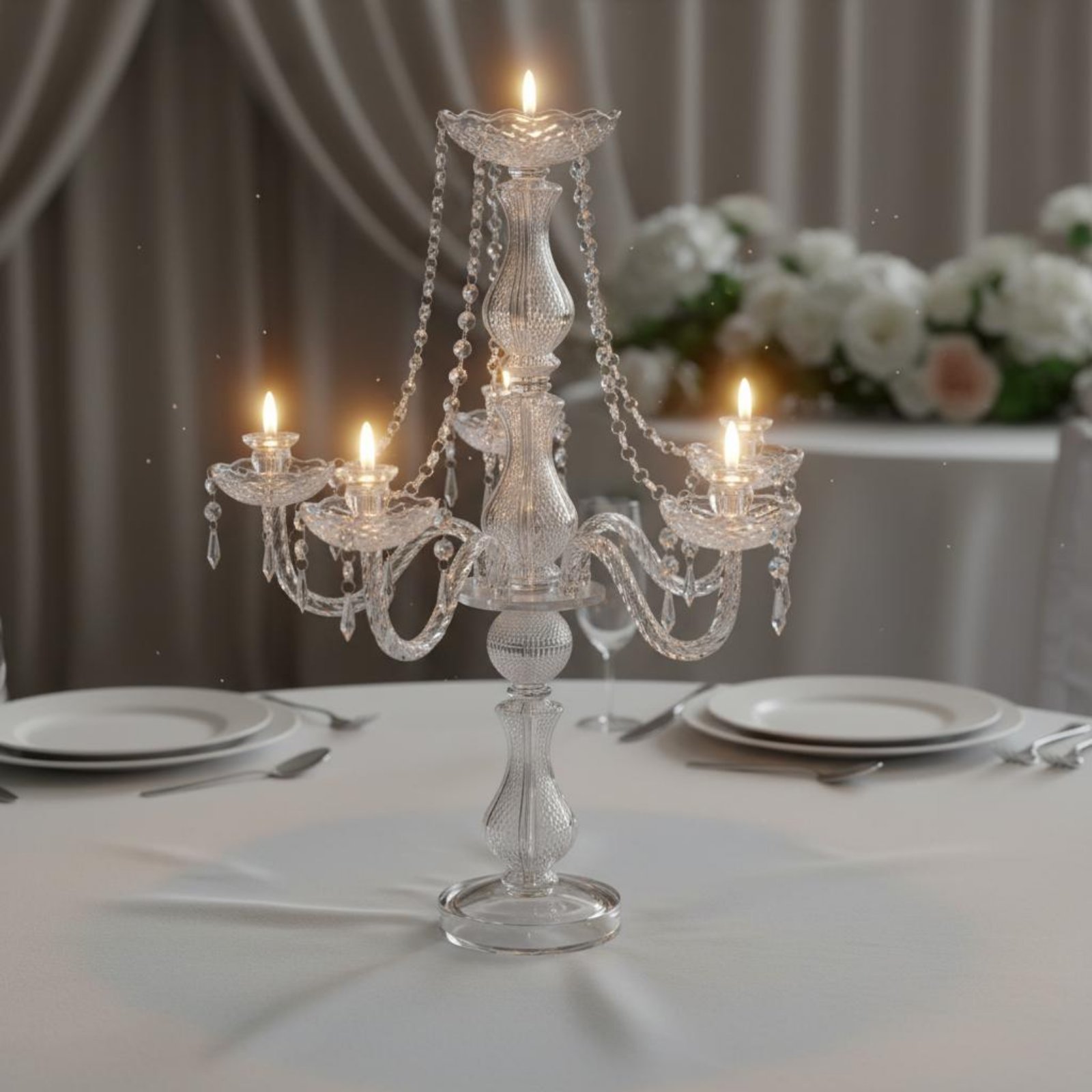 Unity Candle Set - Crystal Candelabra Elegant Wedding Candelabra Crystal