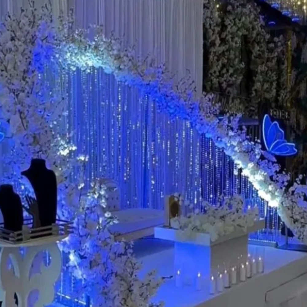 Wedding Balloon Arch - acrylic bead Arch Artificial Flower Display