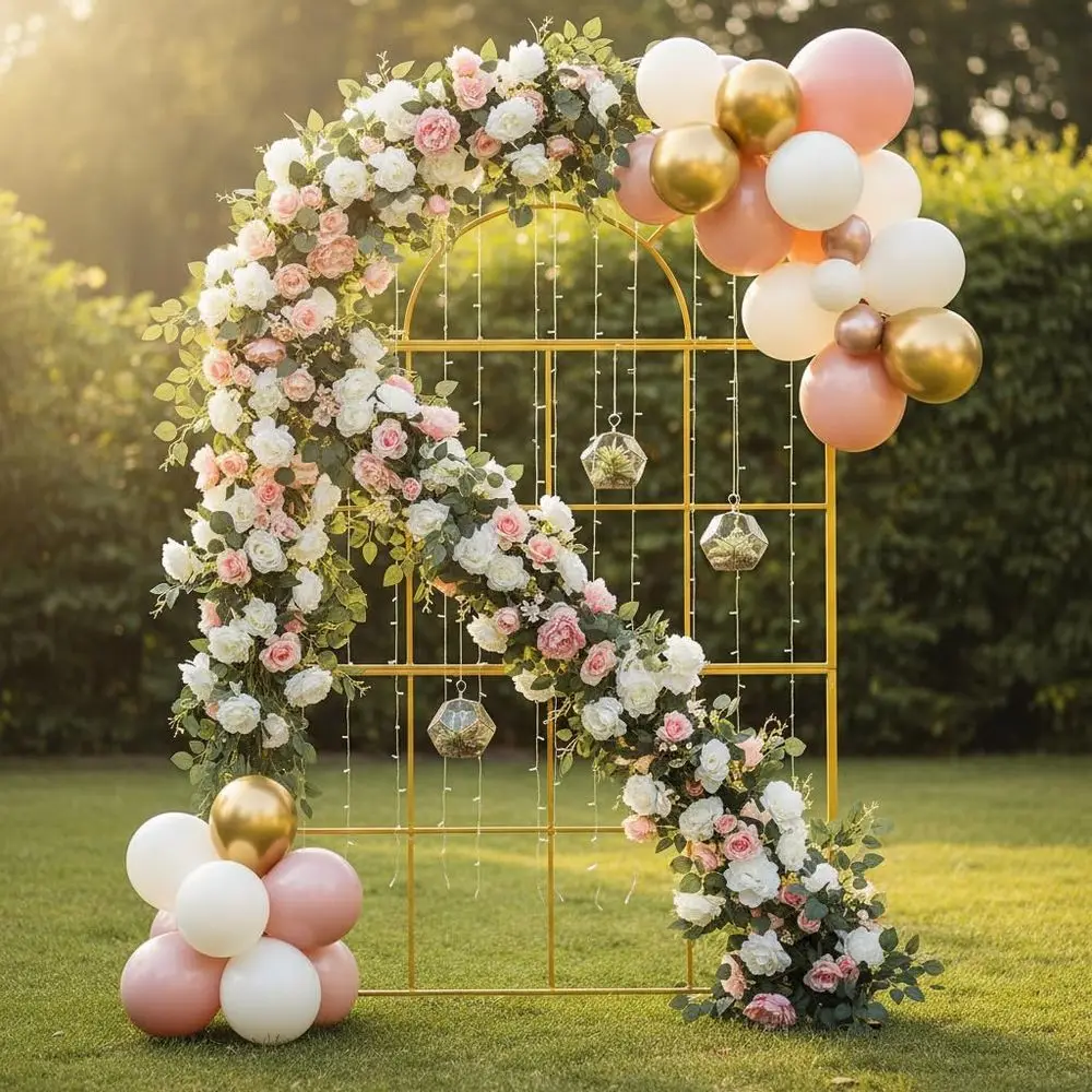 Gold Metal Wedding Arches, 6.5 - đánh giá và giá Wedding Balloon Arch