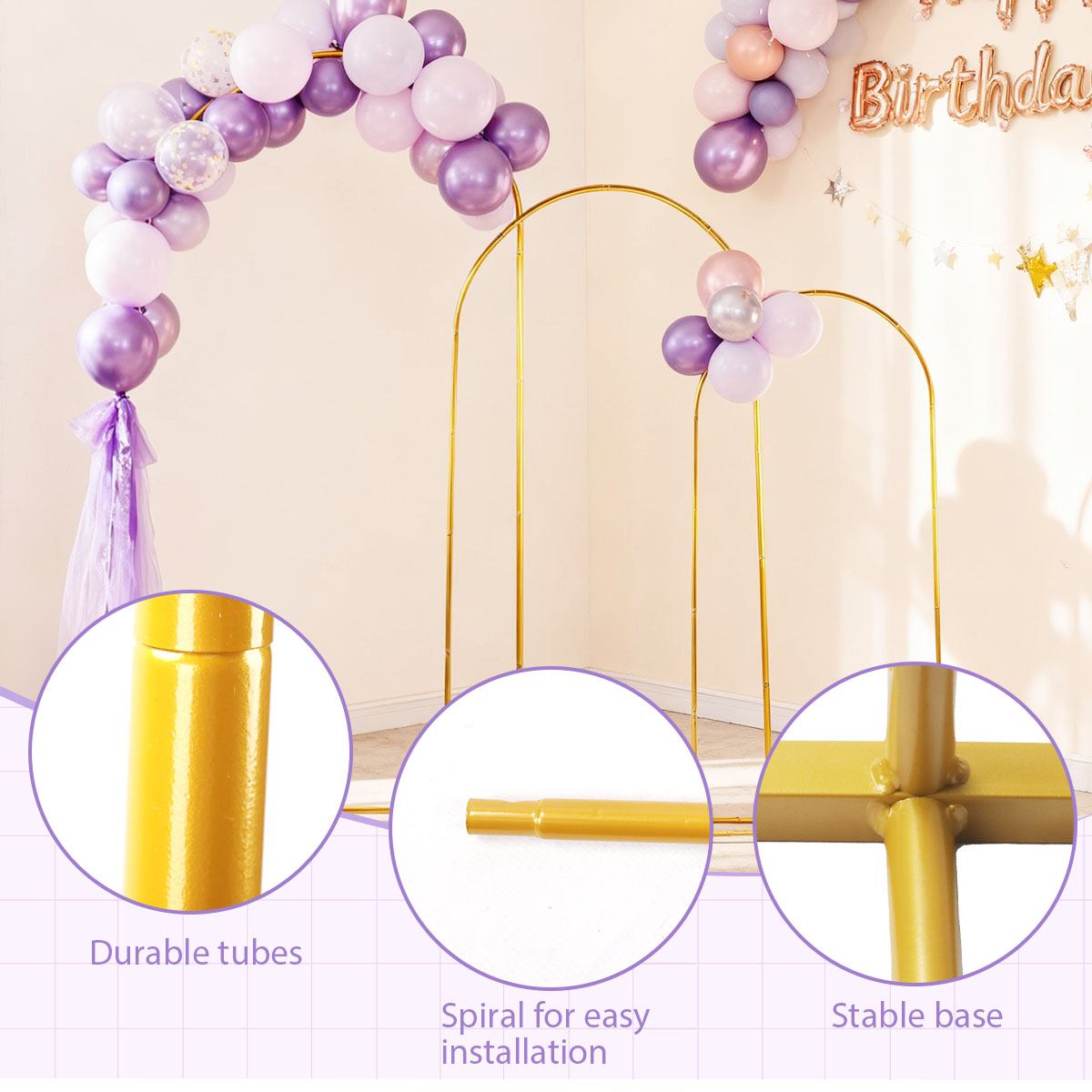 3Pack Golden Metal Arch Kits,  - đánh giá và giá Wedding Balloon Arch