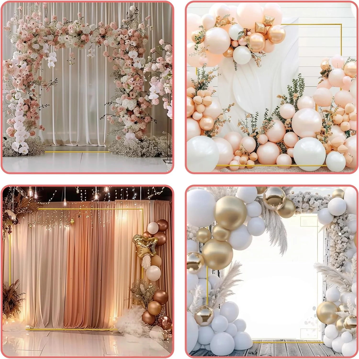 Gold Wedding Arches Square Bac - đánh giá và giá Wedding Balloon Arch